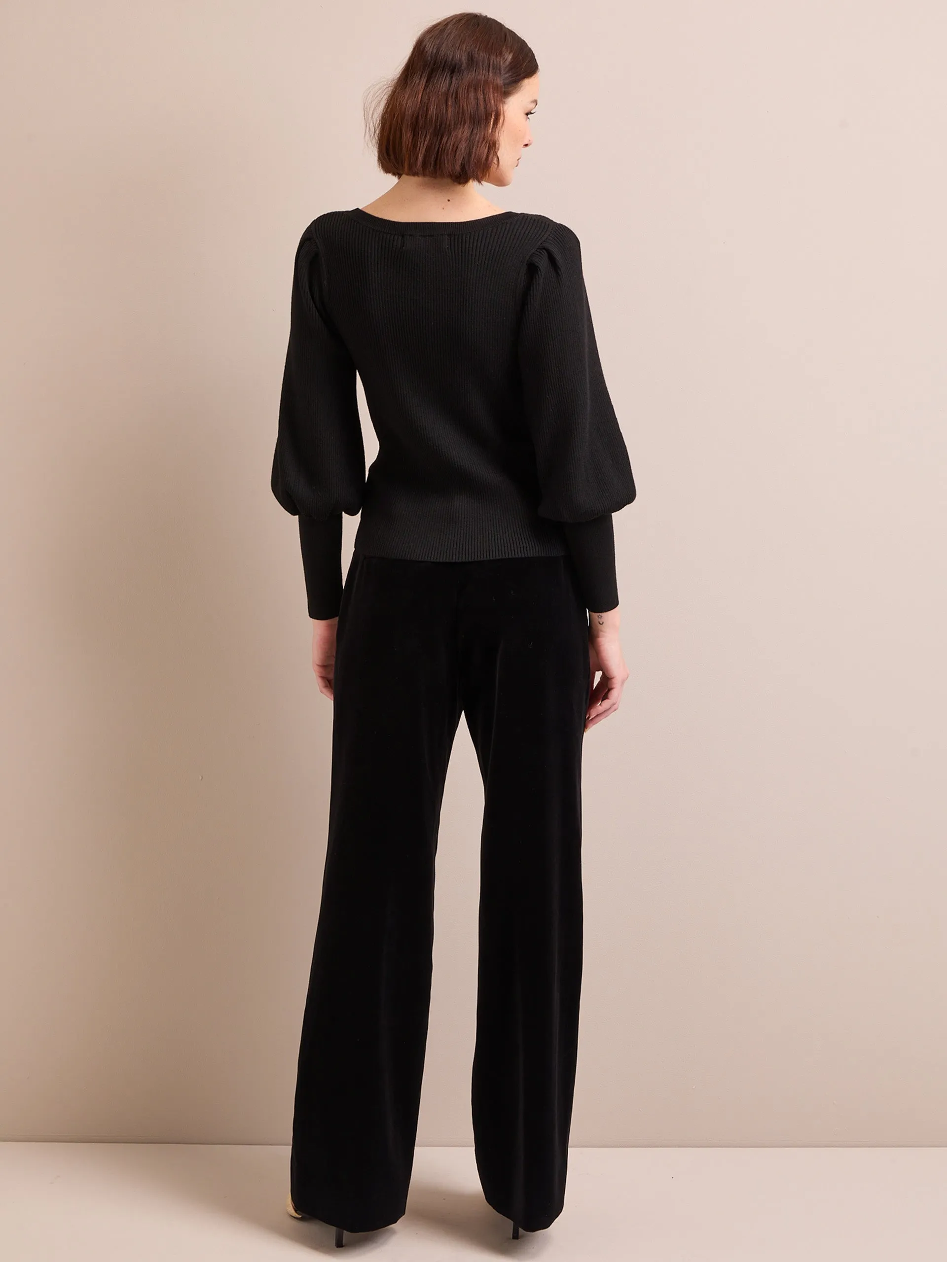 Black Eva wool boat neck jumper