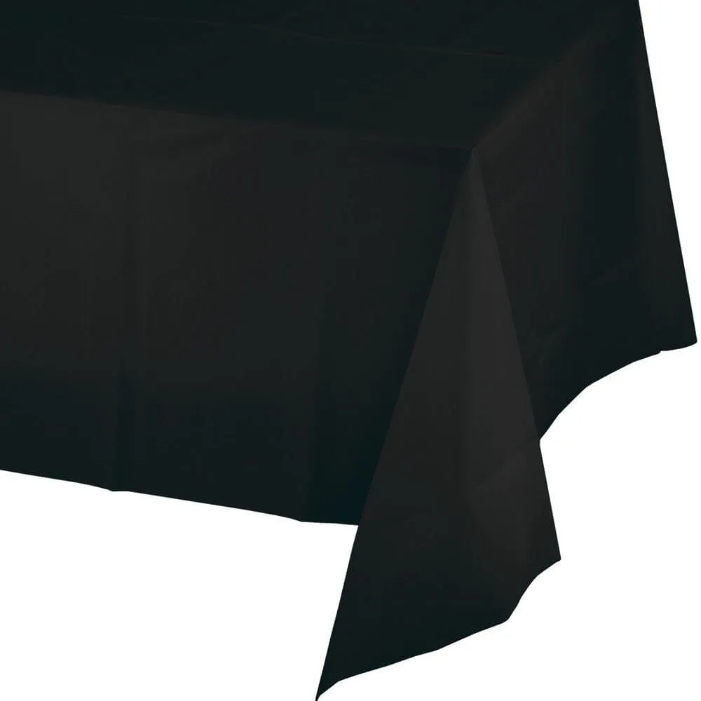 Black Velvet Plastic Table Cover 54in x 108in