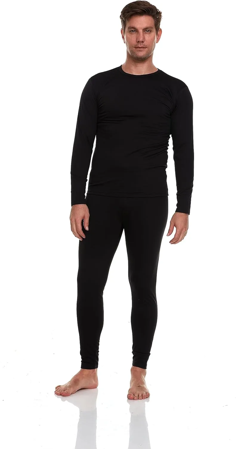 Body Glove 2 Piece Mens Fleece Lined Base layer Underwear Set, Warm Insulated Top & Bottom - Long Johns for Winter Baselayer