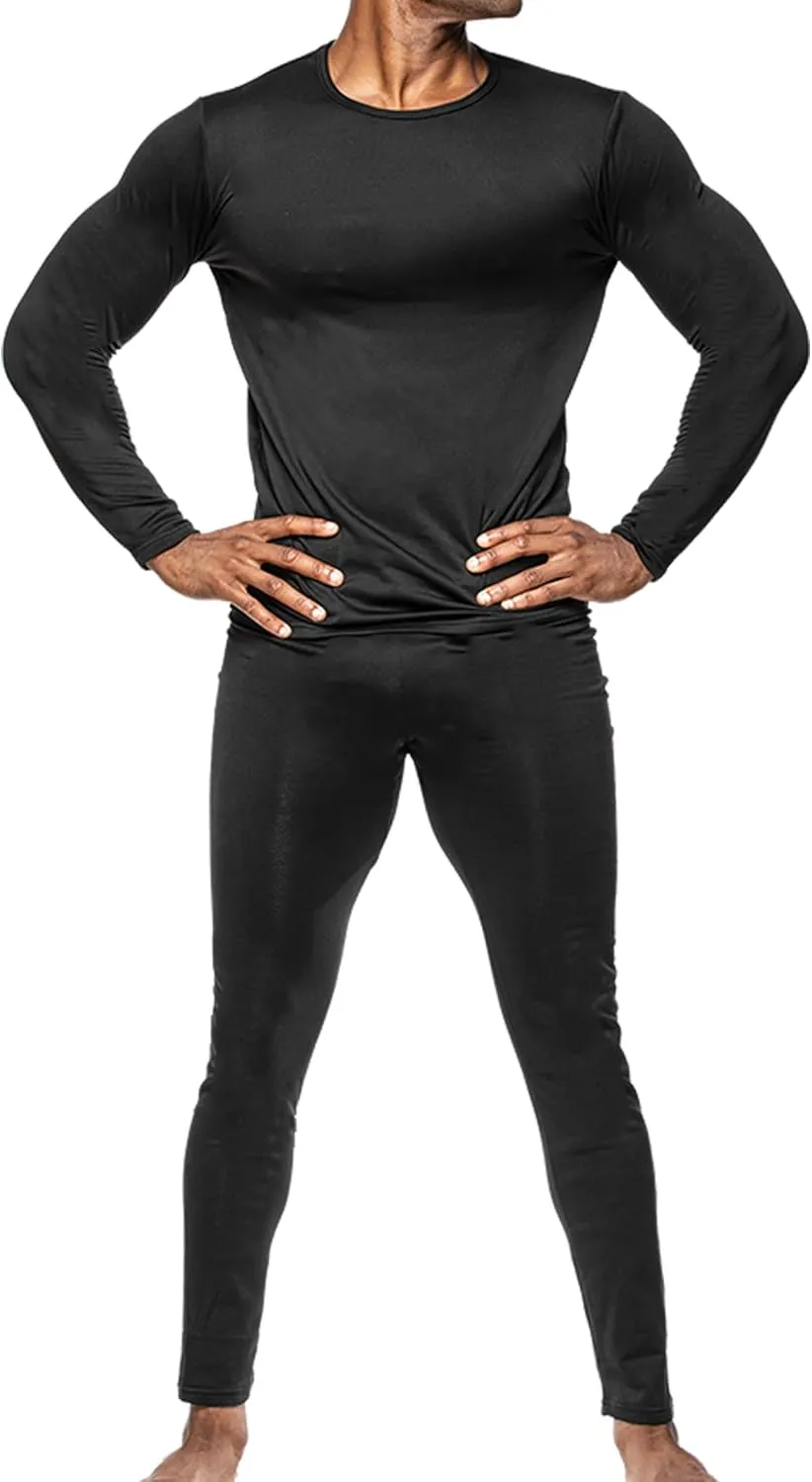 Body Glove 2 Piece Mens Fleece Lined Base layer Underwear Set, Warm Insulated Top & Bottom - Long Johns for Winter Baselayer