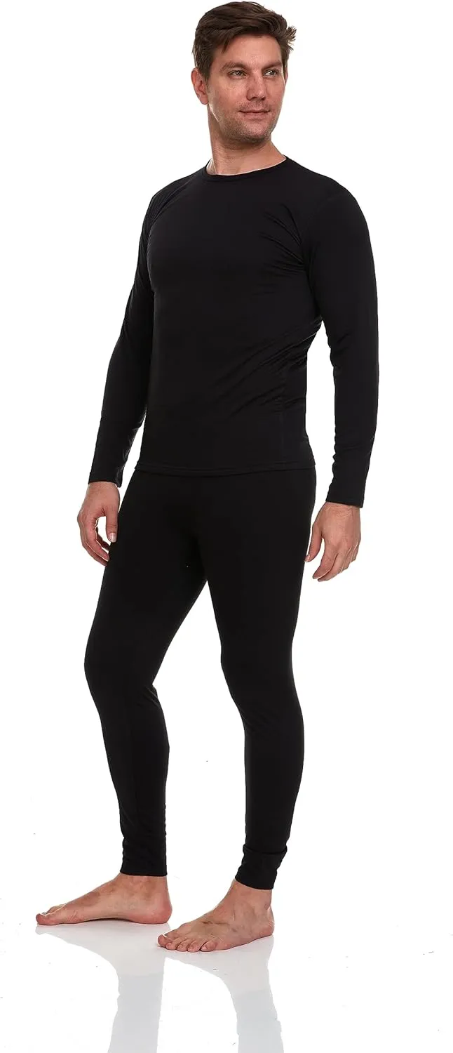 Body Glove 2 Piece Mens Fleece Lined Base layer Underwear Set, Warm Insulated Top & Bottom - Long Johns for Winter Baselayer