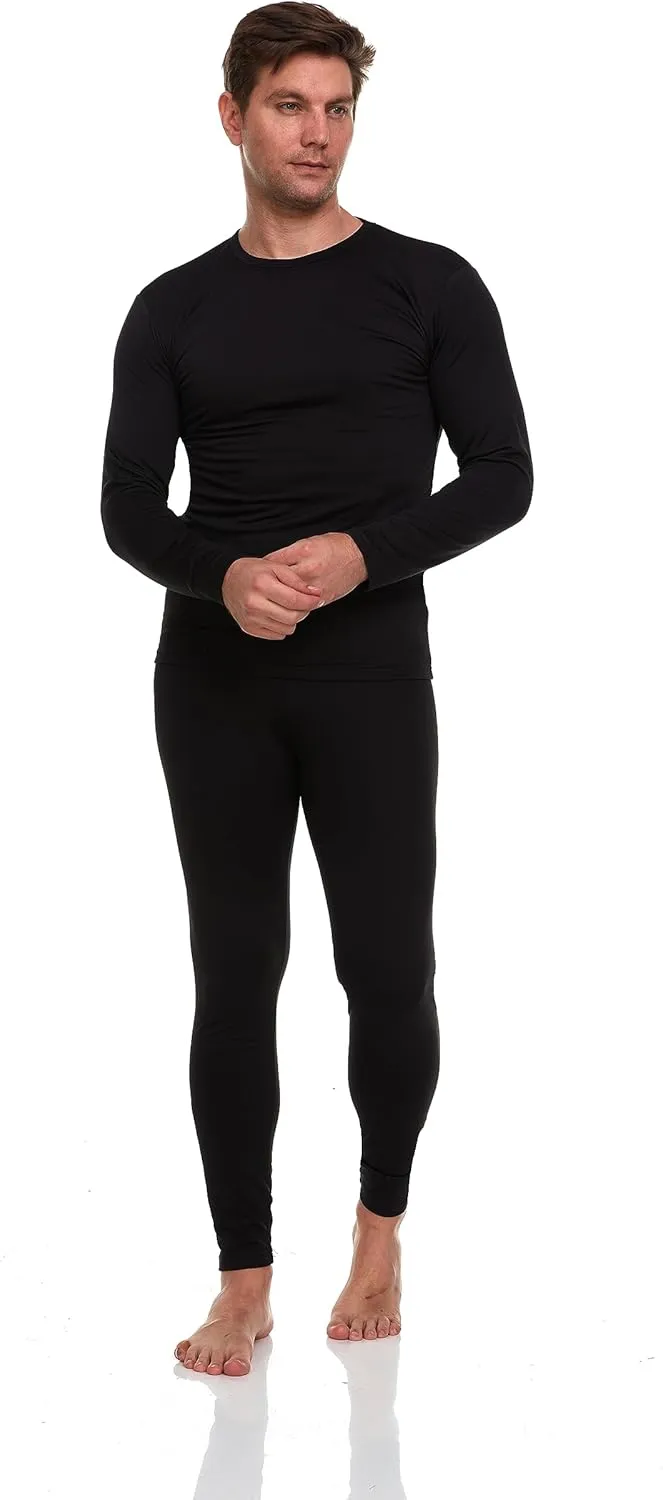 Body Glove 2 Piece Mens Fleece Lined Base layer Underwear Set, Warm Insulated Top & Bottom - Long Johns for Winter Baselayer