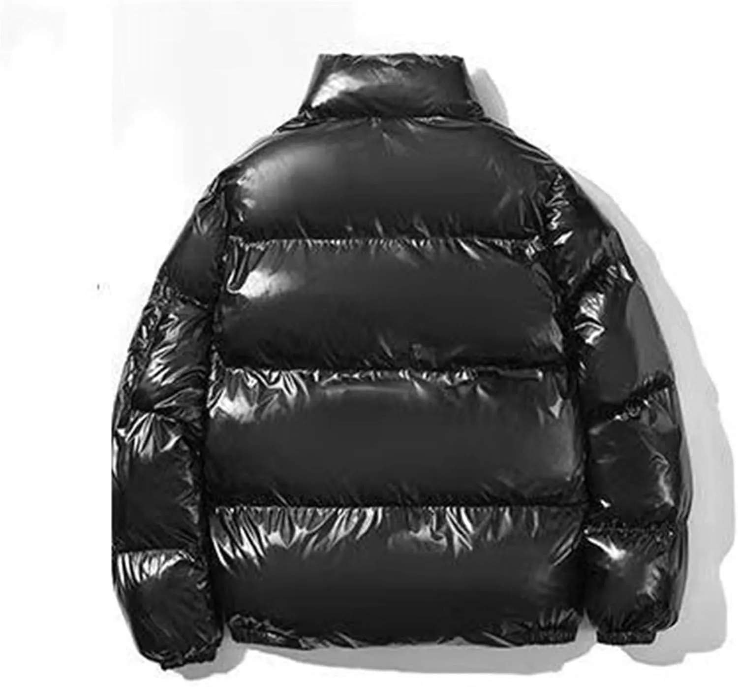Cambkatl Men's Glossy Padded Winter Coat Metallic Full Zip Down Quilted Puffer Jacket Warm Plus Size Shiny Puffy Outerwear