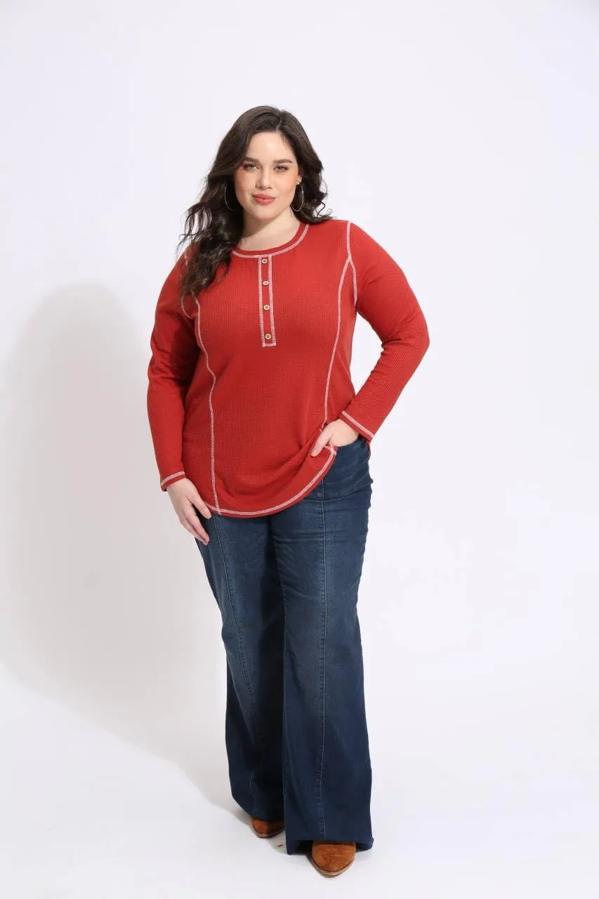 CARCOS Plus Size Tops for Women Long Sleeve Raglan V Neck T Shirts Tunic Fall Blouse Xl-5Xl 14W -28W