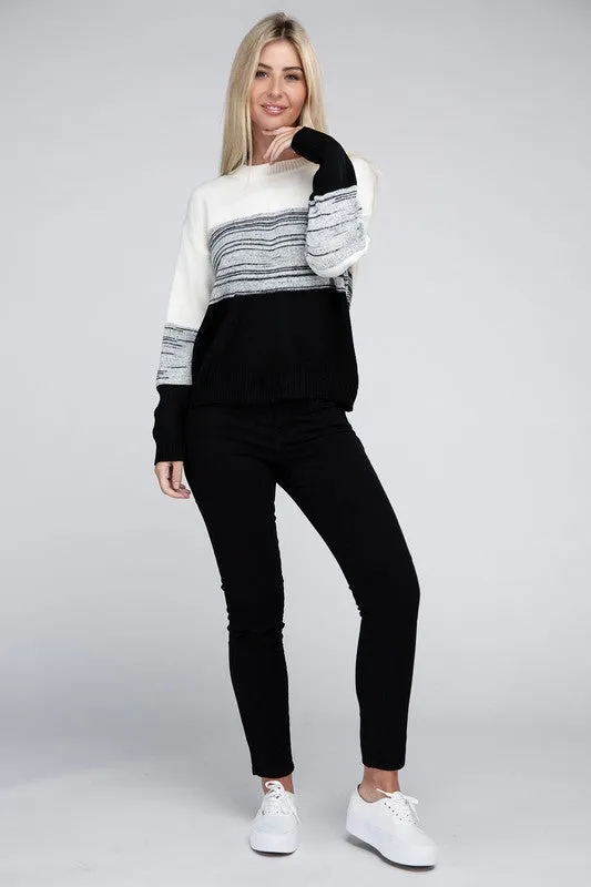 COLOR BLOCK SWEATER TOP