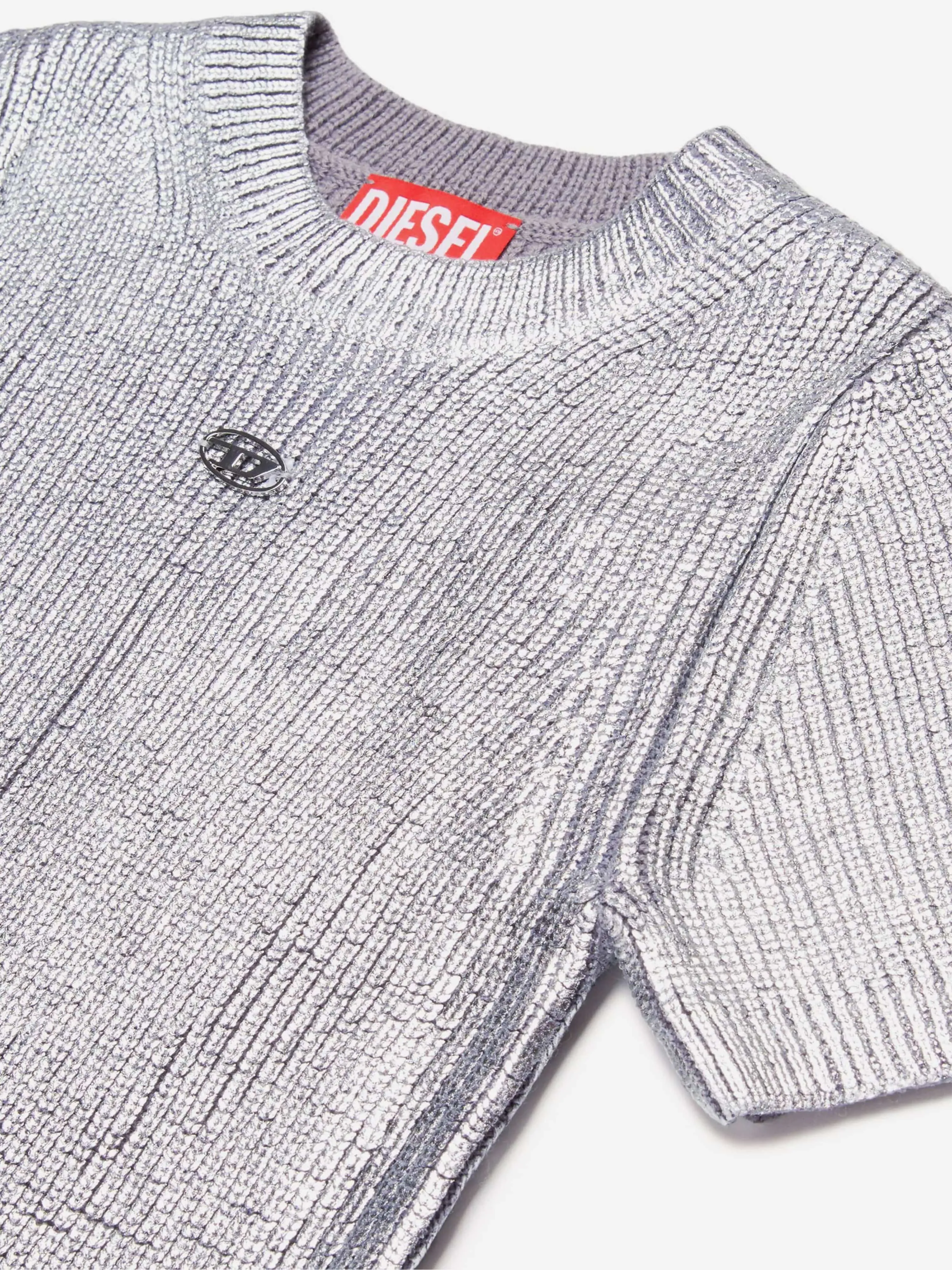 Diesel Girls Knitted Dress in Silver