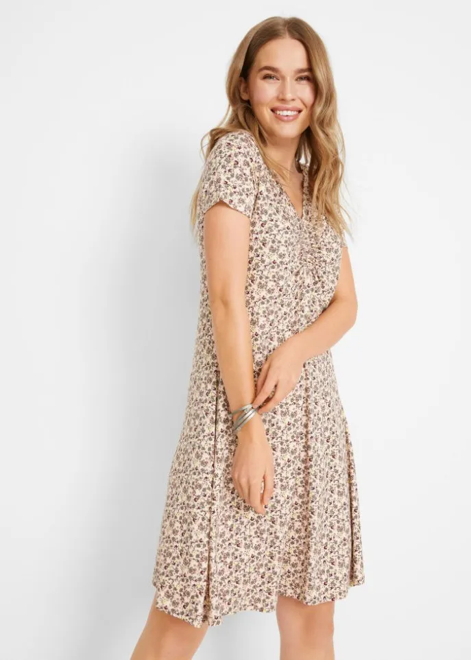 Knitted dress knee-length short sleeves Bpc Bonprix Collection