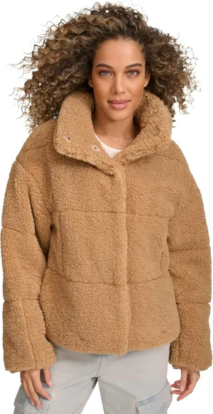 Levi's Women's Long Length Patchwork Quilted Teddy Coat