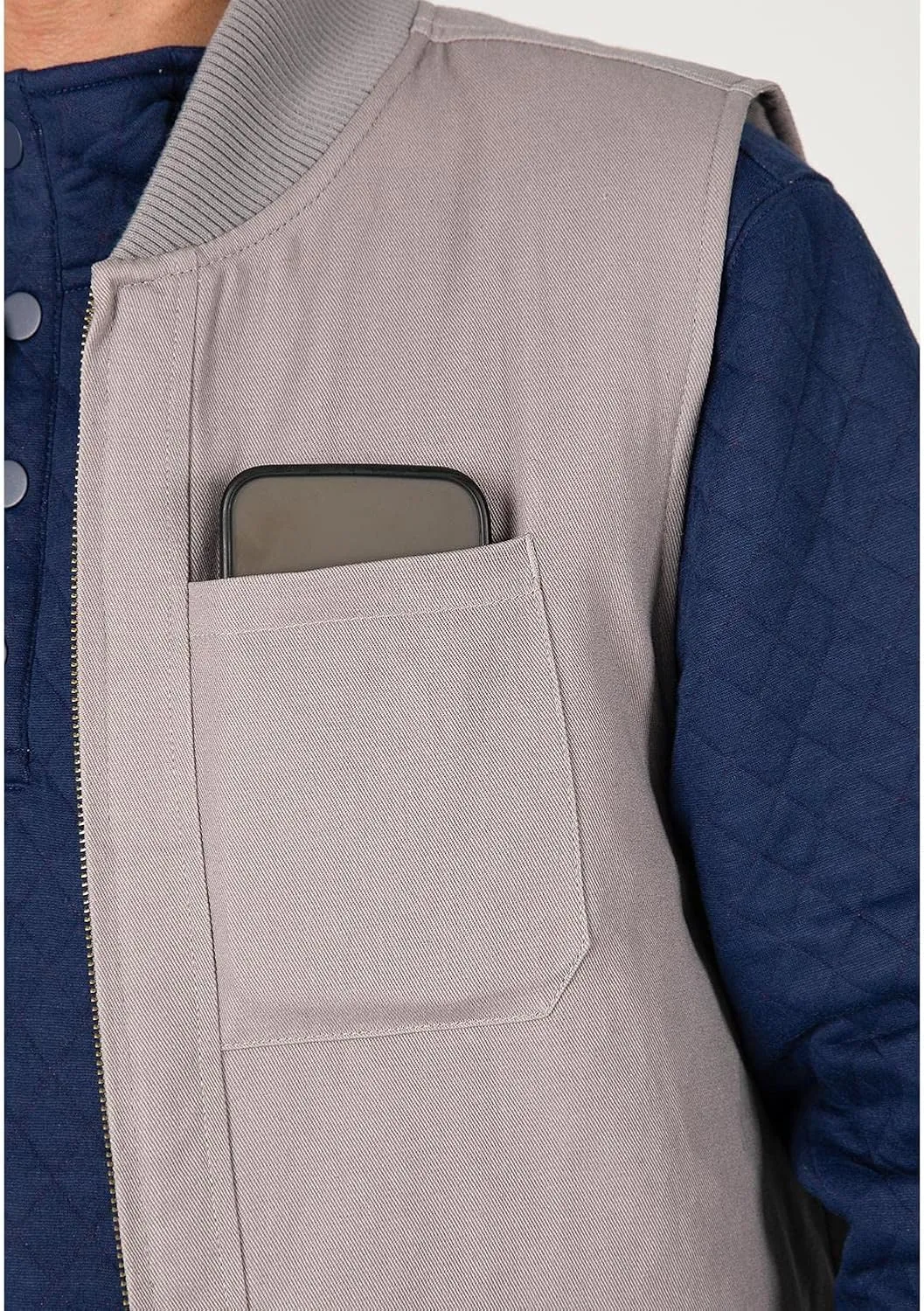 Lisskolo Men's Quilted Lined Vest Washed Canvas Winter Warm Outdoor Hunting Work Utility Travel Vest Jacket