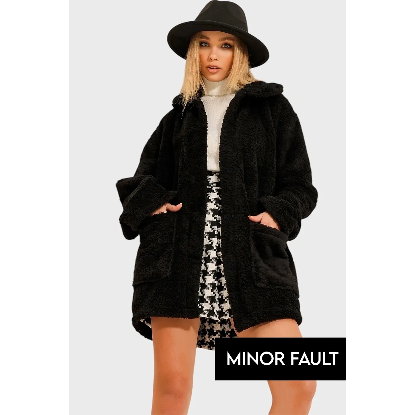 (Minor Fault) Black Teddy Coat Jacket