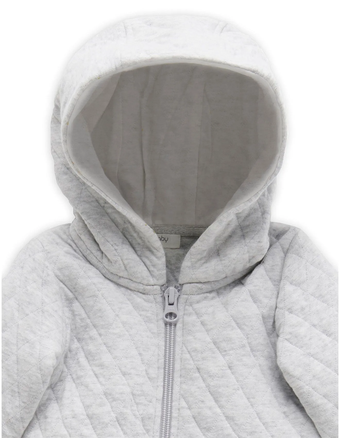 Purebaby Organic Quilted Growsuit - Pale Grey Melange