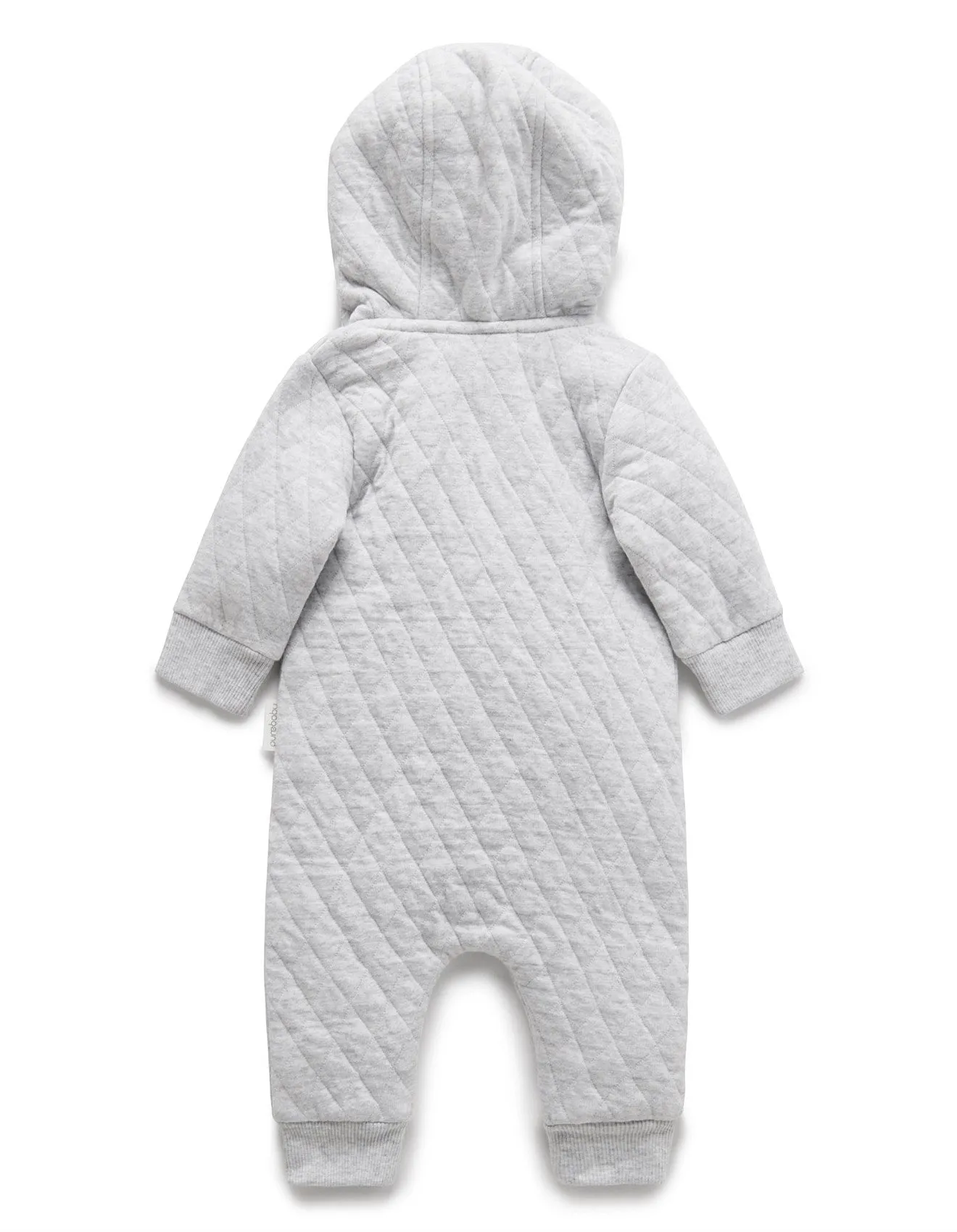 Purebaby Organic Quilted Growsuit - Pale Grey Melange