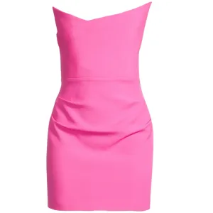 Roland Mouret Pink Strapless Asymmetric Mini Dress