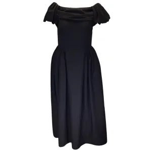Simone Rocha Black Short Sleeved Wool Midi Dress
