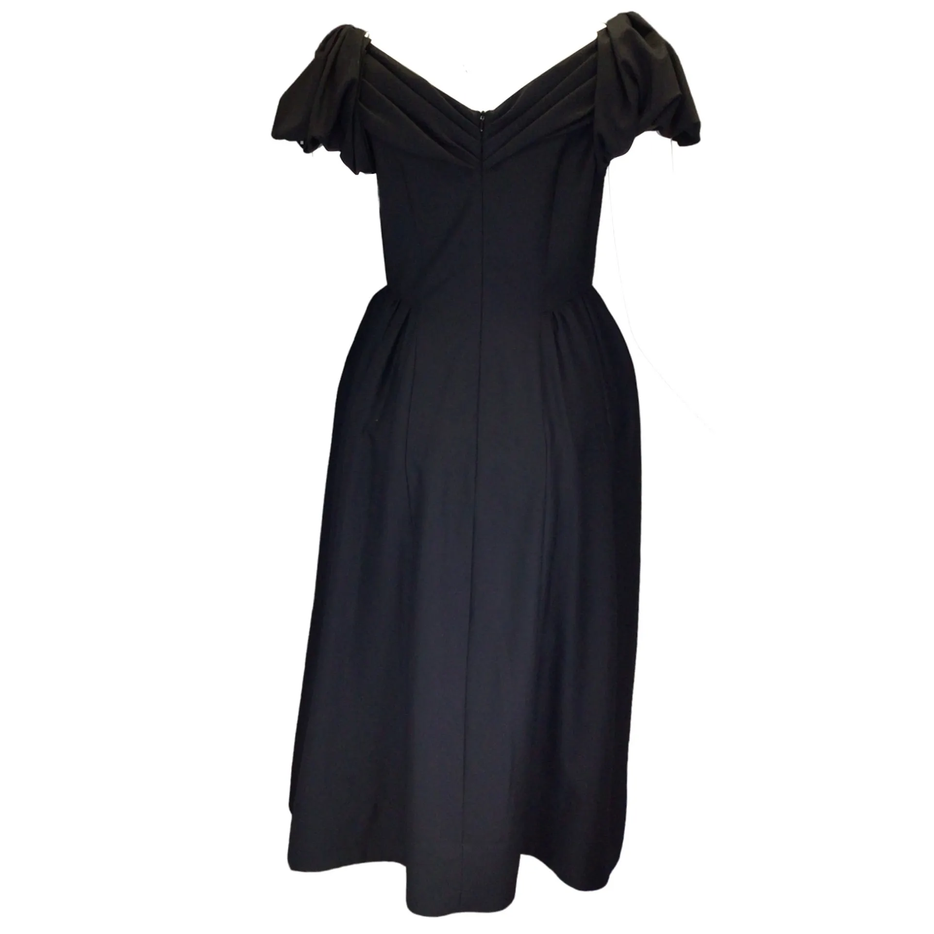 Simone Rocha Black Short Sleeved Wool Midi Dress