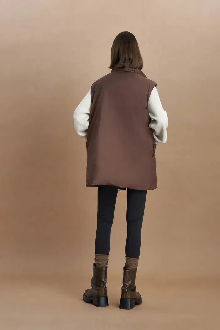 Skier Water-Repellent Detachable Goose Down Vest Parka Two-Piece Set in Lightweight High-Density Cotton