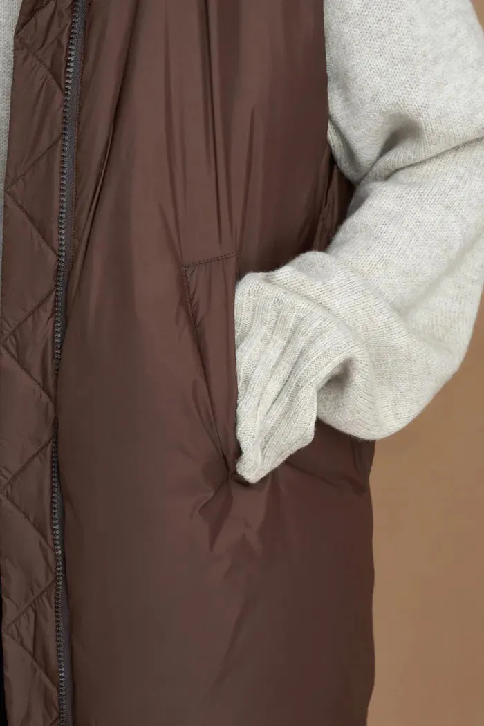 Skier Water-Repellent Detachable Goose Down Vest Parka Two-Piece Set in Lightweight High-Density Cotton
