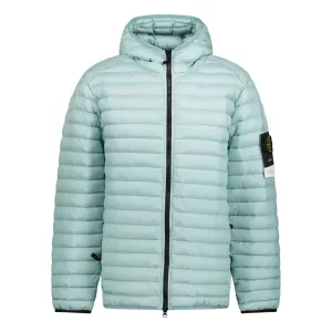 Stone Island Loom Woven Hooded Down Jacket Blue