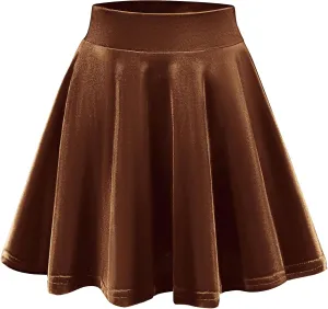 Urban CoCo Women's Vintage Velvet Stretchy Mini Flared Skater Skirt