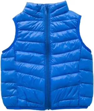 Vest Lightweight Boys Girls Down Vest Puffer Vest High Neck Quilted Outwear Sleeveless Zipper Up Puffer Vest Outdoor(Blue1,XX-Large)