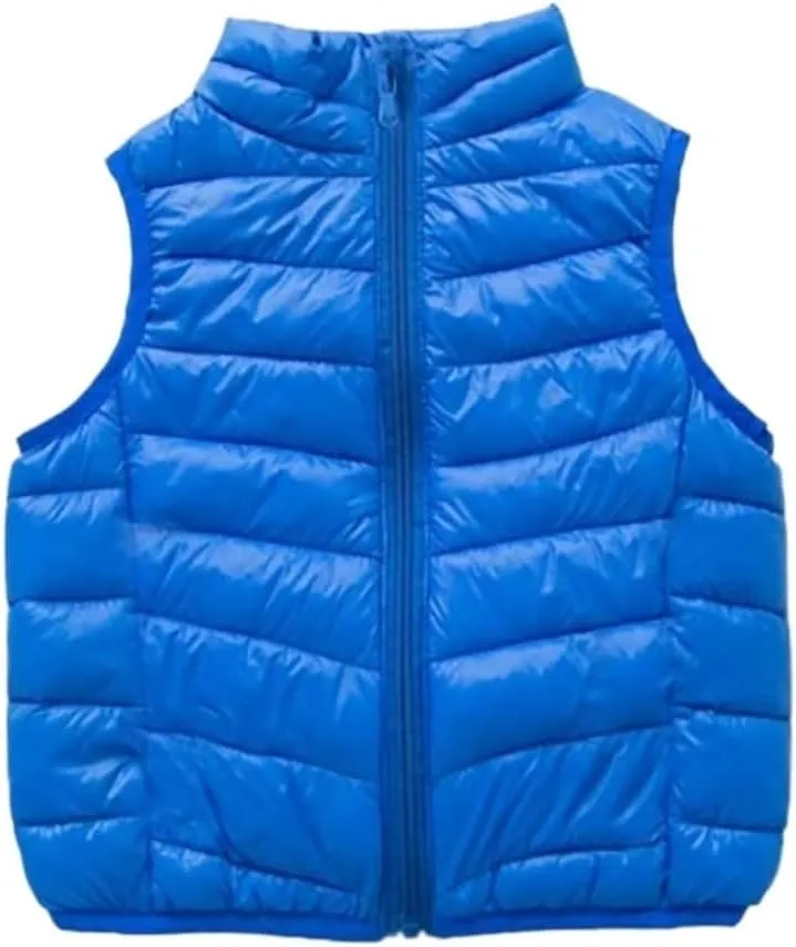 Vest Lightweight Boys Girls Down Vest Puffer Vest High Neck Quilted Outwear Sleeveless Zipper Up Puffer Vest Outdoor(Blue1,XX-Large)